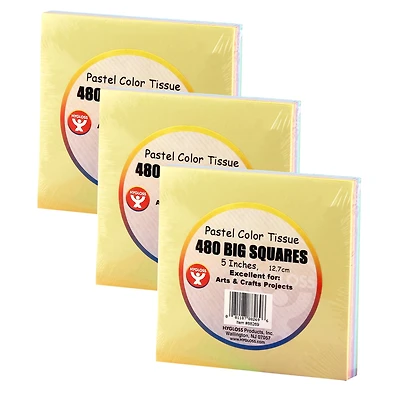 Hygloss 5" Pastel Tissue Squares, 3 Packs of 480