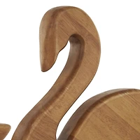 Brown Abstract Minimalistic Wood Swan Sculpture Set