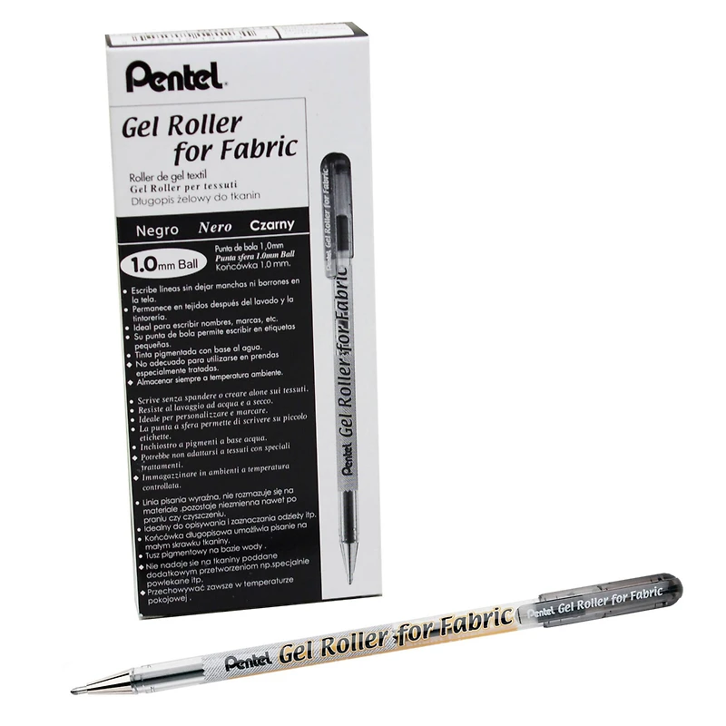 Pentel® Black Gel Roller Pen for Fabric, 12ct.