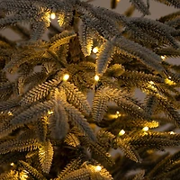 7ft. Pre-Lit Flocked Woodland Fir Artificial Christmas Tree, Warm White LED Lights