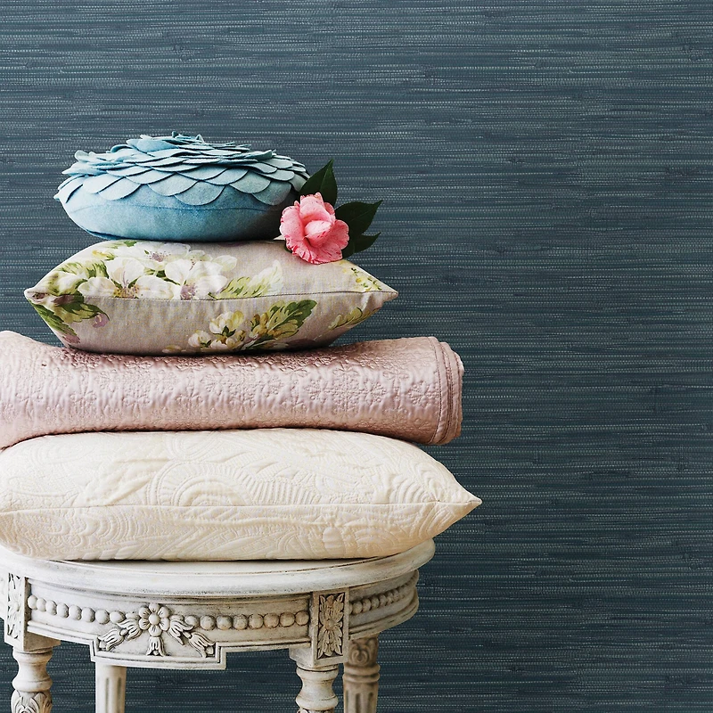 NuWallpaper Navy Grassweave Peel & Stick Wallpaper