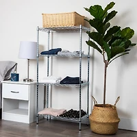 Mind Reader Alloy Collection Silver Adjustable 4-Tier Industrial Metal Storage Shelf