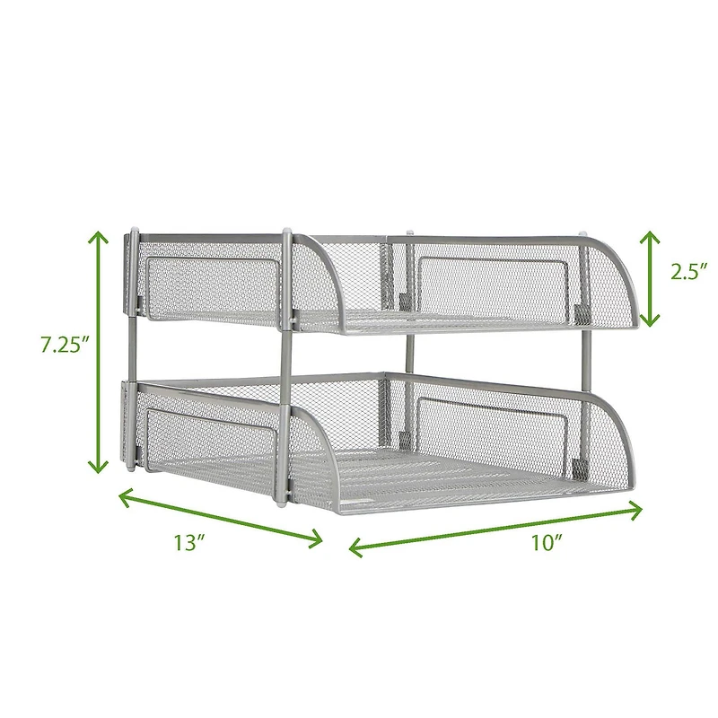 Mind Reader Silver 2 Piece Stackable Metal Mesh Letter Tray