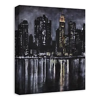 Skyline River At Night 16" x 20" Canvas Wall Art