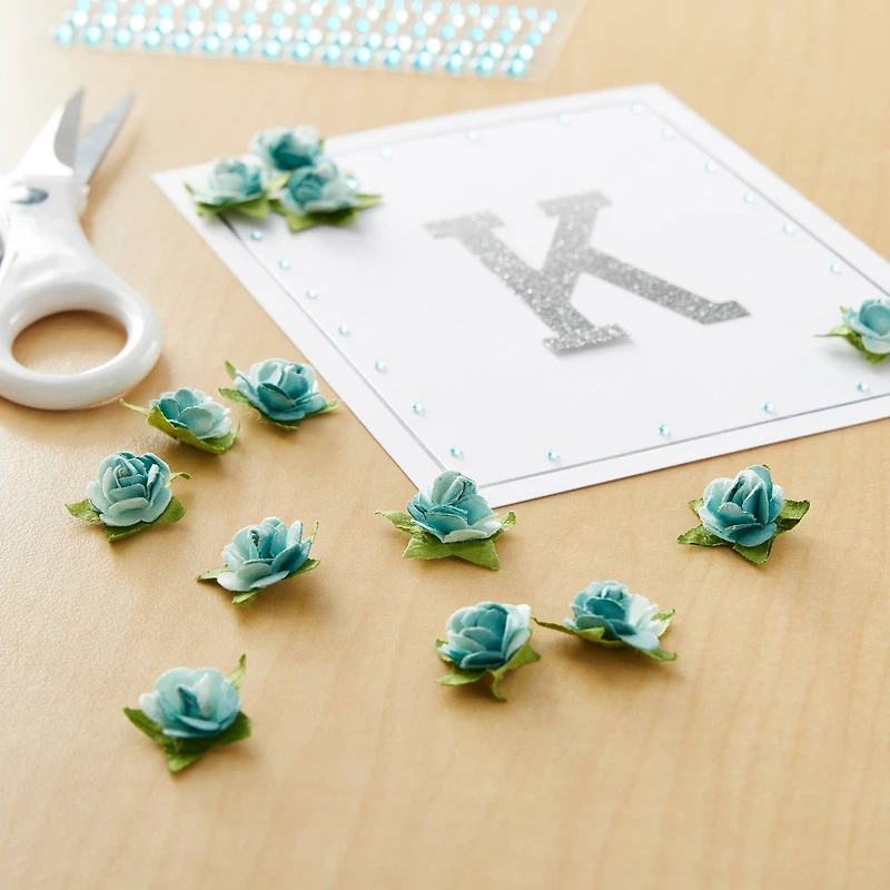 Blue Mini Paper Flower Embellishments By Recollections™
