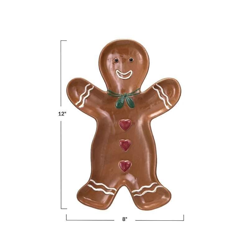 Hello Honey® 12" Brown Gingerbread Man Stoneware Platter