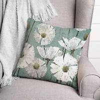 Textured White Flowers Throw Pillow