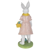 12" Girl Bunny with Easter Basket Outdoor Garden Statue