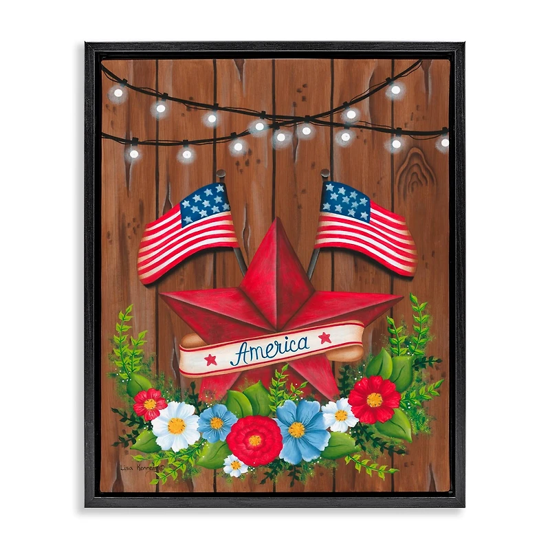 Stupell Industries Americana Country Garland Floater Framed Art
