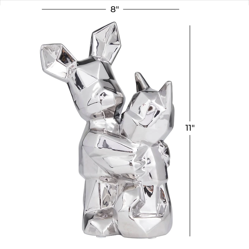 CosmoLiving by Cosmopolitan Silver Porcelain Contemporary Sculpture, 12" x 8" x 5"