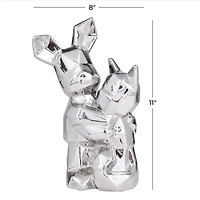 CosmoLiving by Cosmopolitan Silver Porcelain Contemporary Sculpture, 12" x 8" x 5"