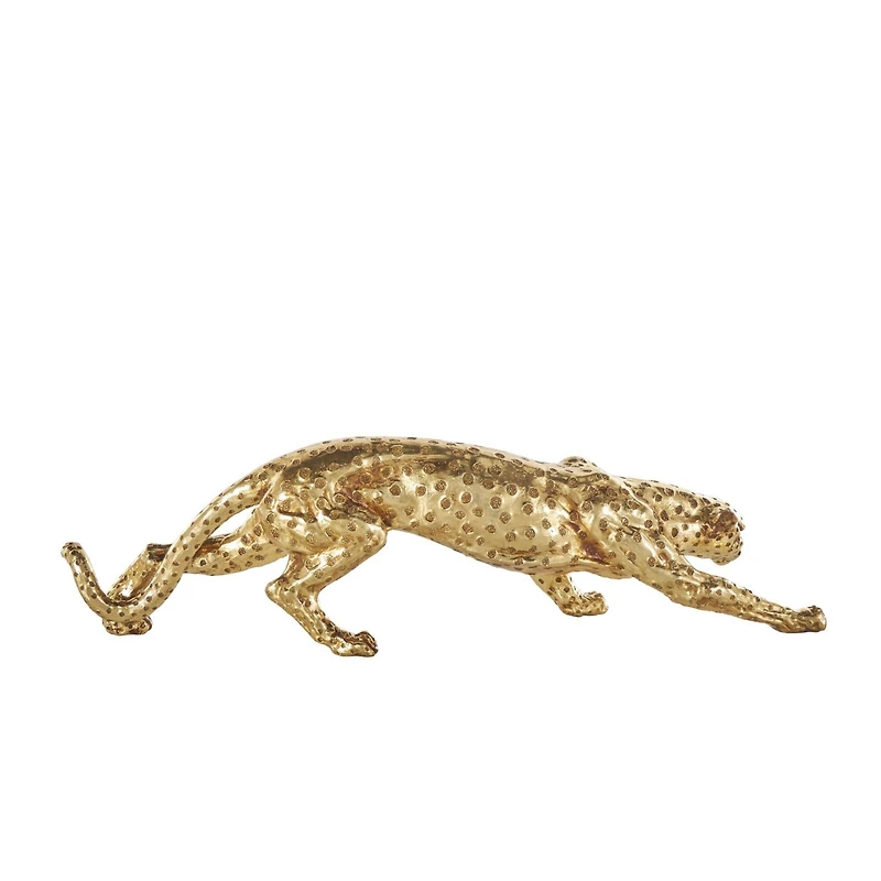 25.5" Gold Leopard Sculpture with Textured Spots