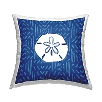 Stupell Industries White Sand Dollar Asymmetrical Line Shape Pattern Throw Pillow, 18" x 18"