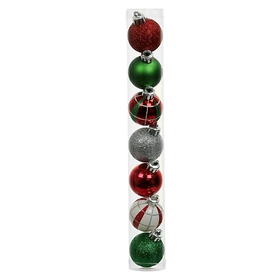 7 Pack 1.5" Red, Green, White & Silver Shatterproof Ball Ornaments by Ashland®