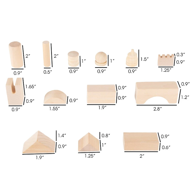 Toy Time Wooden Blocks Classic Building Set with Storage Bag