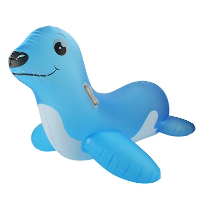 46" Blue Sea Lion Inflatable Ride-On Pool Float with Handles