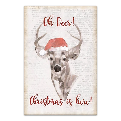 Oh Deer Christmas Here Canvas Wall Art
