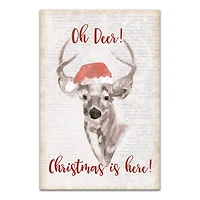 Oh Deer Christmas Here Canvas Wall Art