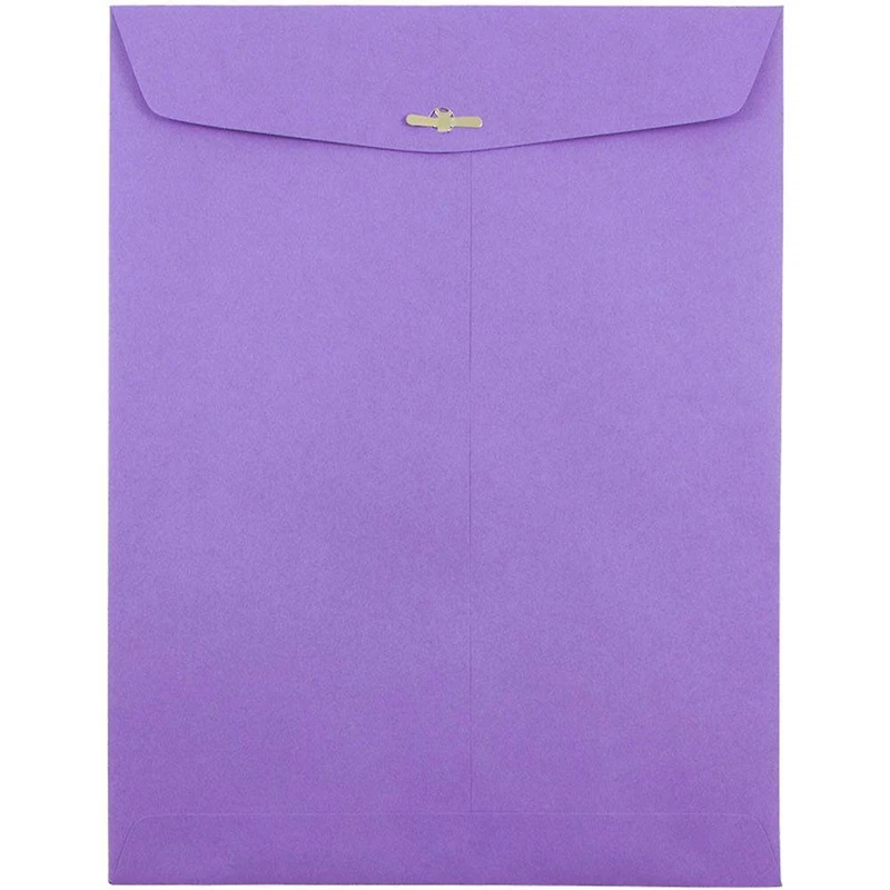 JAM Paper 9" x 12" Brite Hue Violet Purple Clasp Closure Catalog Envelopes, 100ct.