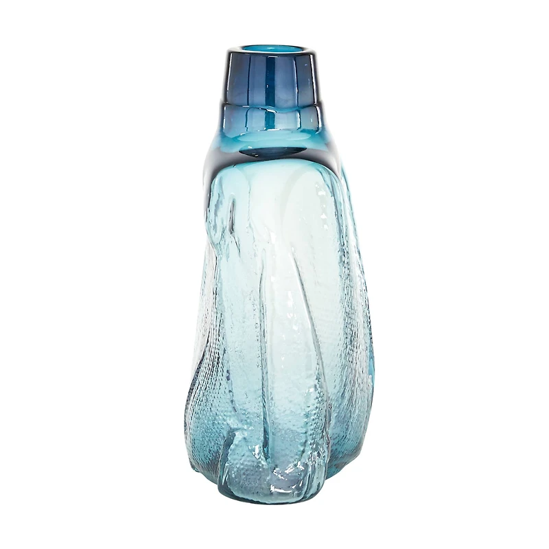 12" Blue Modern Style Glass Bottle Vase