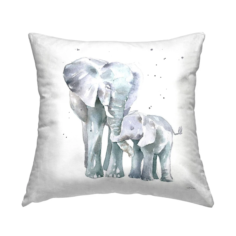 Stupell Industries Mother & Child Elephants Casual Wildlife Family Throw Pillow, 18" x 18"