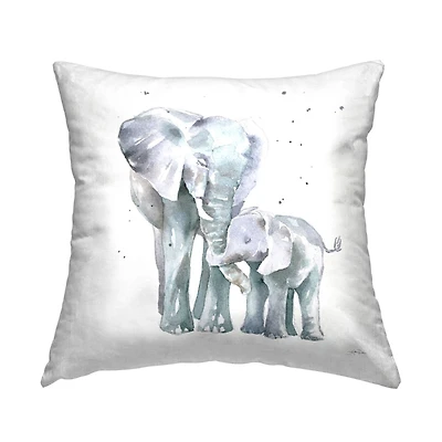 Stupell Industries Mother & Child Elephants Casual Wildlife Family Throw Pillow, 18" x 18"