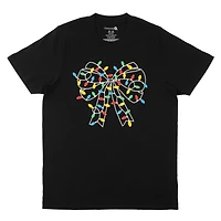 Black Christmas Light Bow Adult Crew Neck T-Shirt by Celebrate It