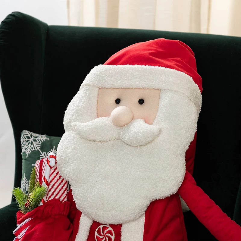 Glitzhome® 60"H Christmas Oversized Fabric Santa With Dangle Legs