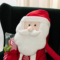 Glitzhome® 60"H Christmas Oversized Fabric Santa With Dangle Legs