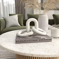 13" Marble Geometric 3-Link Chain Sculpture Décor