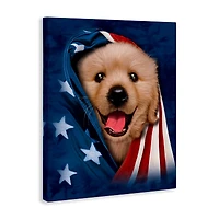 Stupell Industries Puppy & American Flag Canvas Wall Art