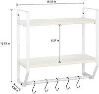 2-Layer Wall Mounted Rustic Shelves with Iron Towel Bar