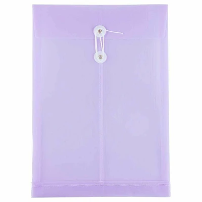 JAM Paper 9.75" x 14.5" Lilac Plastic Button String Open End Envelopes, 108ct.