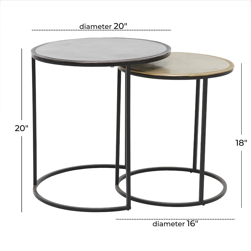 20" Black Aluminum Industrial Accent Table Set