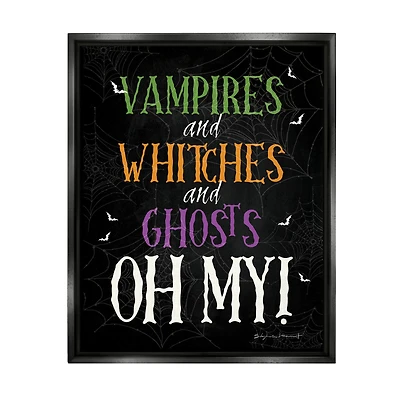 Stupell Industries Vampires Witches Ghosts Phrase Framed Floater Canvas Wall Art