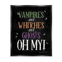Stupell Industries Vampires Witches Ghosts Phrase Framed Floater Canvas Wall Art