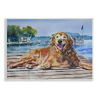 Stupell Industries Coastal Golden Retriever Relaxing Dock Wall Plaque Art