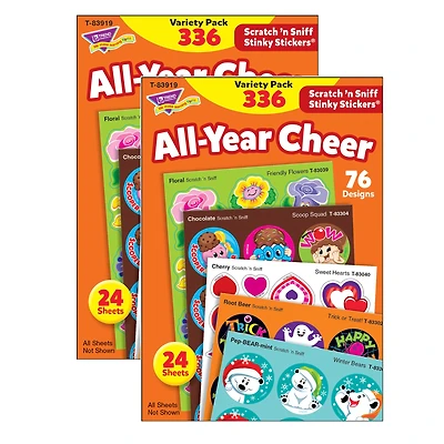 Trend Enterprises® Stinky Stickers®  All Year Cheer Variety Pack, 2 Packs of 336ct.