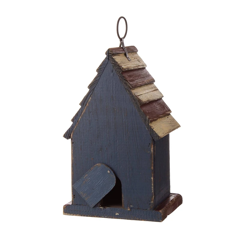 Glitzhome® 9" Solid Wood & Metal Rustic Style Birdhouse