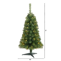 3ft. Pre-Lit Green Artificial Christmas Tree, Warm White LED Lights