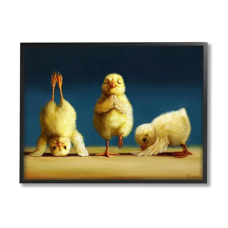 Stupell Industries Yoga Chicks Funny Stretching Poses Farm Animal Painting Framed Wall Art
