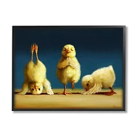 Stupell Industries Yoga Chicks Funny Stretching Poses Farm Animal Painting Framed Wall Art