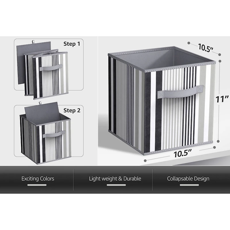 Sorbus 11" Black & Gray Foldable Storage Cubes, 6ct.