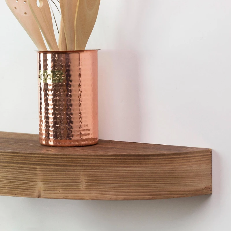 Round Wood Floating Wall Shelf