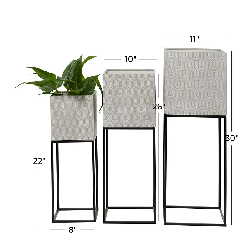 Light Gray Metal Modern Planter Set