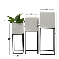 Light Gray Metal Modern Planter Set
