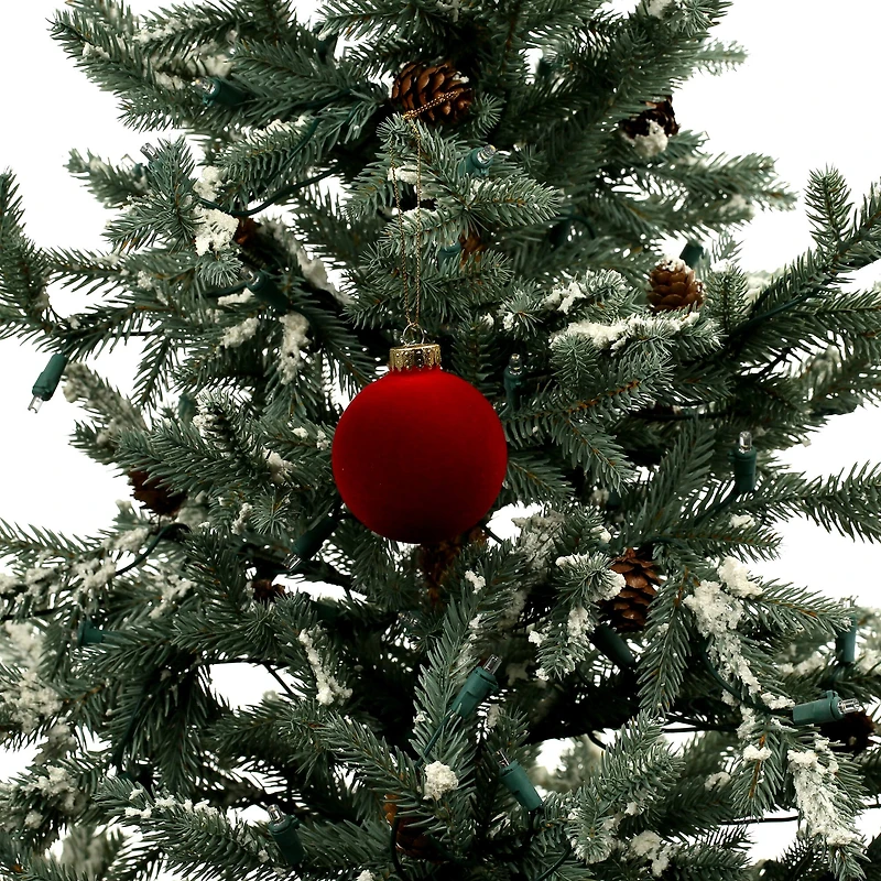 6 Pack 2.5" Dark Red Flocked Glass Ball Ornaments by Ashland®