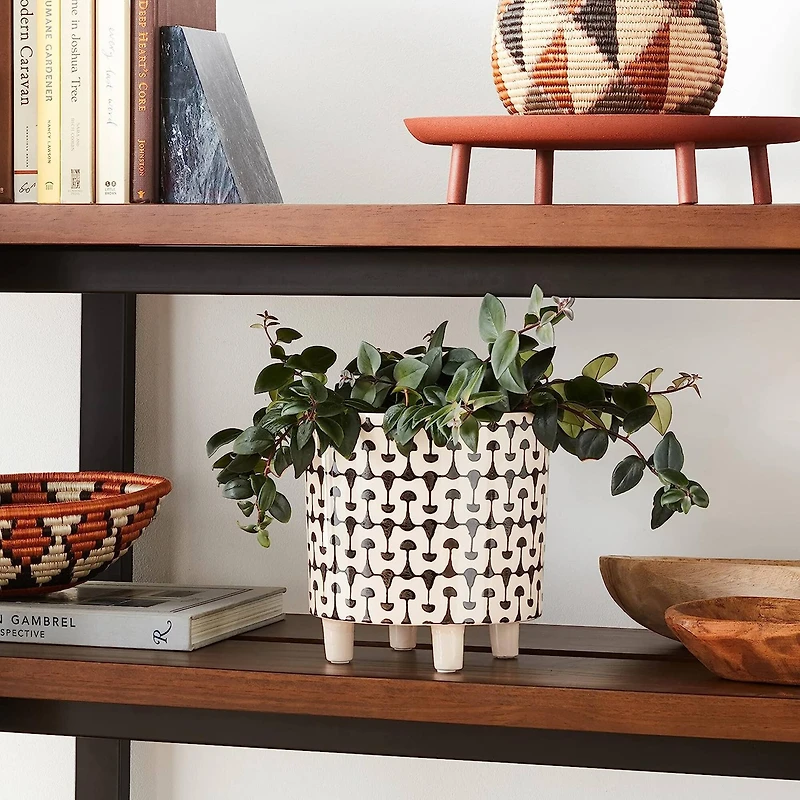 Hello Honey® 8" Footed Stoneware Planter with Abstract Print