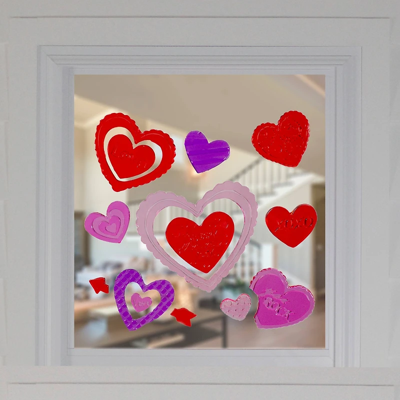 Red & Pink Heart Valentine's Day Gel Window Clings