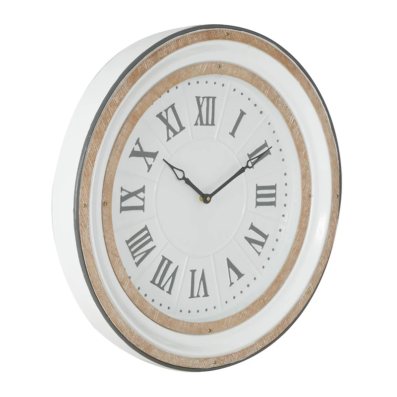 White Farmhouse Metal Wall Clock, 24" x 24"